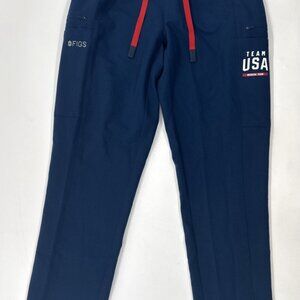 FIGS Team USA Medical Scrub Pants XXS 2XS Blue Olympics Drawstring Elastic Waist